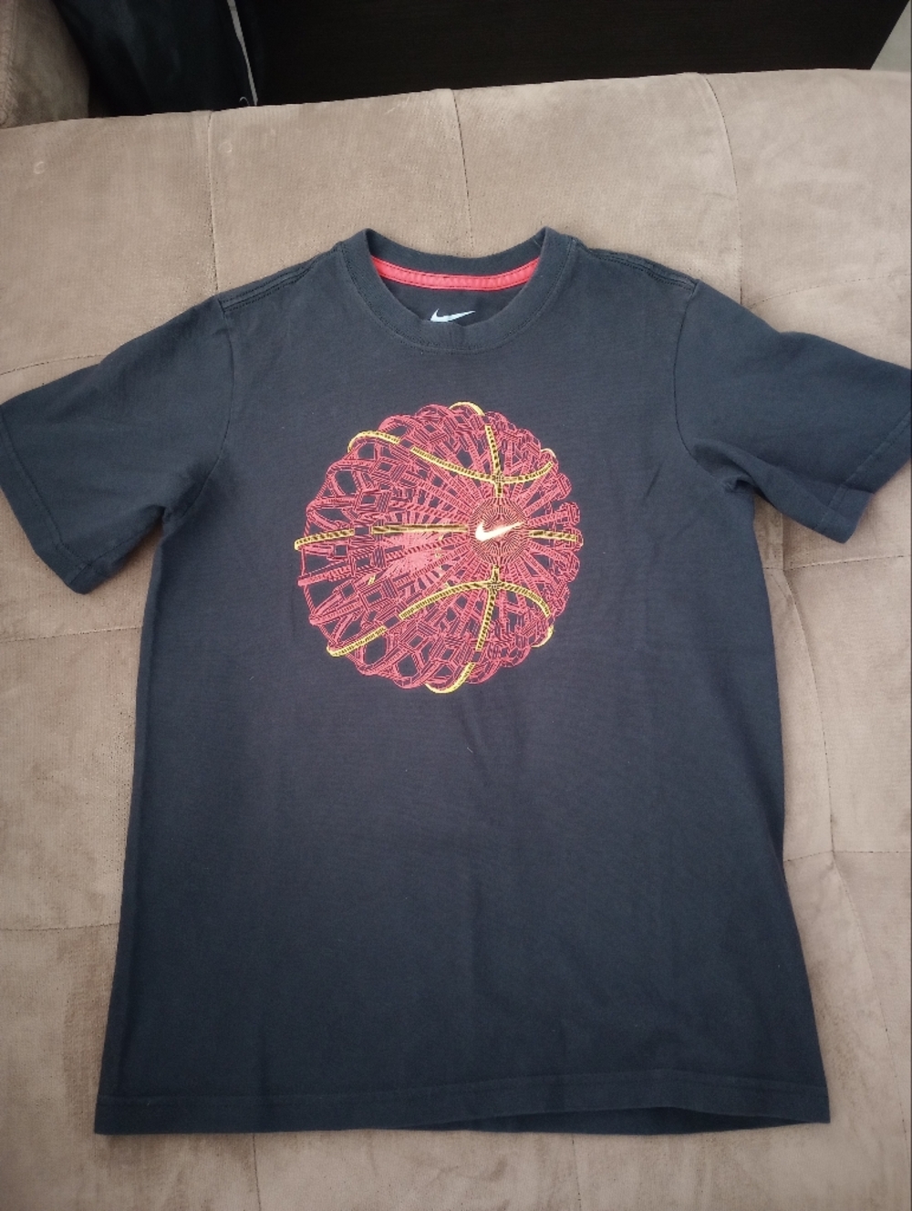 Kids Size - Black Nike Shirt W/Red Basketball Graphic